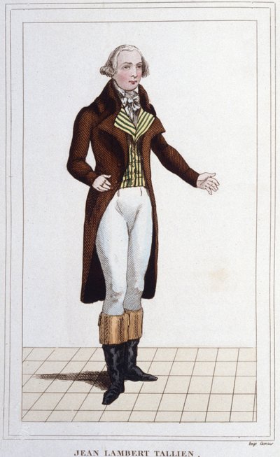 Portret van Jean Lambert Tallian. Franse politicus (1767 tot 1820) Afgevaardigde naar de Conventie Gravure uit 1830 door Unknown artist