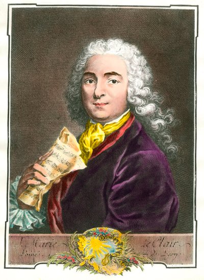 Portret van Jean Marie Leclair (1697-1764) muzikant, componist en balletmeester van de koninklijke kamer. Gravure uit de 18e eeuw. Privécollectie door Unknown artist
