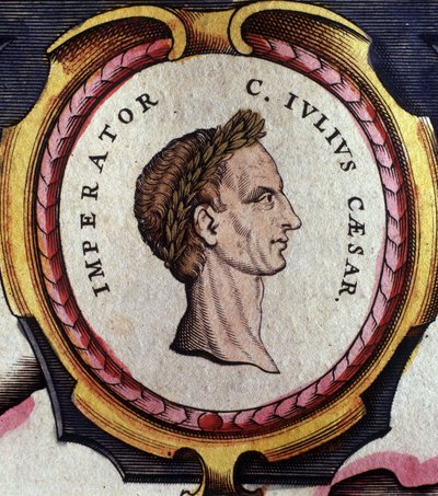 Portret van Julius Caesar, Romeins generaal en politicus. Gravure uit het einde van de 18e eeuw. Milaan door Unknown artist