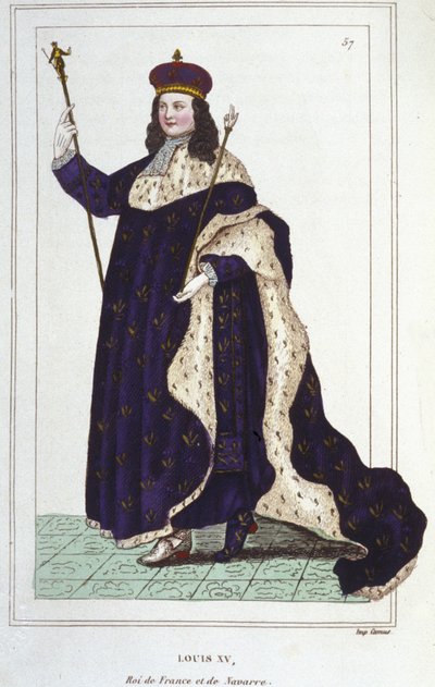 Portret van Lodewijk XV (1710 - 1774), koning van Frankrijk gravure uit 1830 door Unknown artist