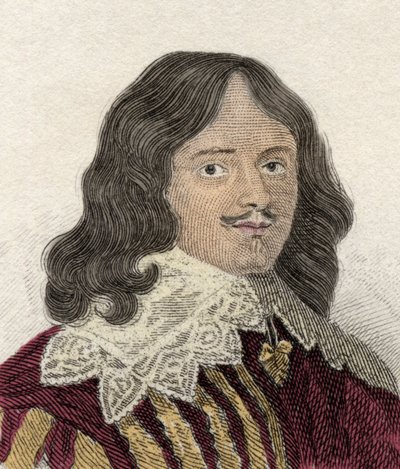 Portret van Lucius Cary (circa 1610-1643), 2e Burggraaf Falkland, politicus, militair en Engels schrijver. Gravure uit de 19e eeuw door Unknown artist
