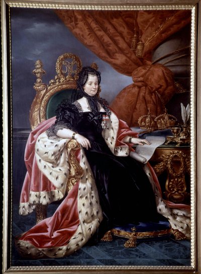 Portret van Maria Theresia van Oostenrijk (1717-1780), koningin van Hongarije, in rouwkleding, na 1765 - Schilderij uit de 18e eeuw door Unknown artist