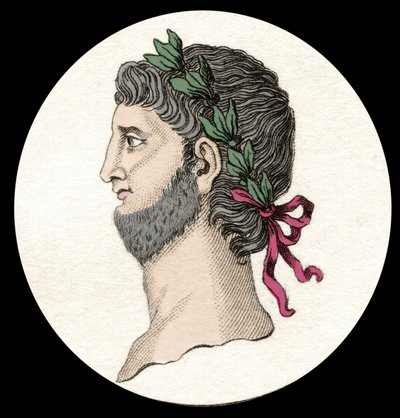 Portret van Nero Claudius Caesar Augustus Germanicus (37-68 n.Chr.), Romeins keizer (19e-eeuwse gravure) door Unknown artist