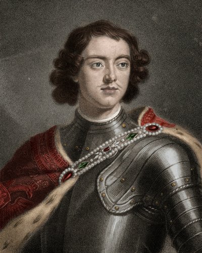 Portret van Peter I De Grote (1672-1725) tsaar van Rusland - Peter de Grote of Peter I 1672-1725 - gravure - 19e eeuw door Unknown artist