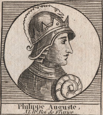 Portret van Filips II genaamd Filips Augustus (1165-1223) (gravure uit 