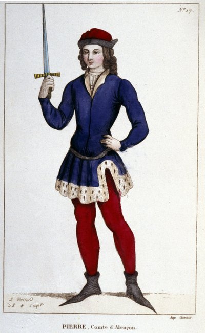 Portret van Pierre, Graaf van Alençon (1251 - 1284), Gravure uit 1830. door Unknown artist