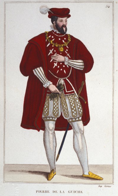 Portret van Pierre De la Guiche (1464-1544) (ridder, raadgever en kamerheer van de koning, baljuw van Autun en Mâcon, ambassadeur. Heer van Guiche en Chaumont) gravure uit 1830 door Unknown artist