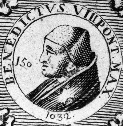 Portret van paus Benedictus VIII. Gravure uit de 19e eeuw. door Unknown artist