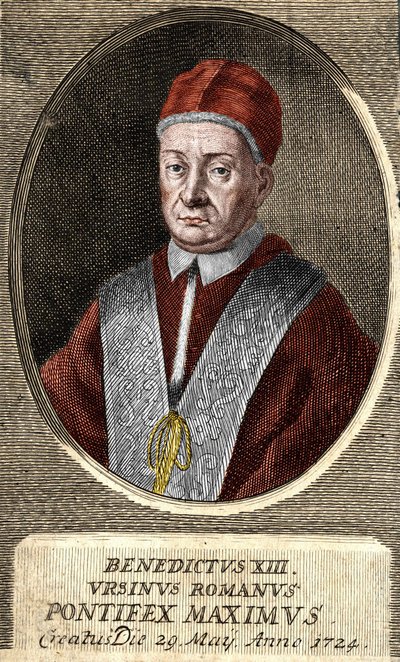 Portret van paus Benedictus XIII (Vincenzo Maria Orsini) (1649 - 1730), 243e paus. door Unknown artist
