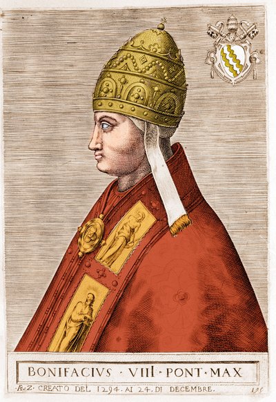 Portret van Paus Bonifatius VIII (Benedetto Caetani ook wel Bonifacio VIII genoemd) door Unknown artist