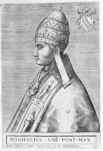 Portret van Paus Bonifatius VIII (Benedetto Caetani, ook wel Bonifacio VIII genoemd) door Unknown artist