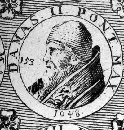 Portret van paus Damasus II (overleden 1048). door Unknown artist