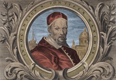Portret van paus Innocentius X (Innocenzo, Innocentius of Giovanni Battista Pamphili) (1644-1655). gravure door Unknown artist