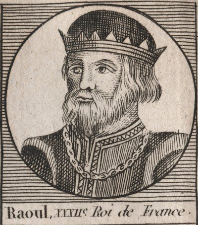 Portret van Raoul van Frankrijk (of Rodolphe, c. 890-936) koning van de Franken - Rudolph (Raoul, Rodolphe) van Bourgondië, koning van Frankrijk (923-936) - gravure uit 