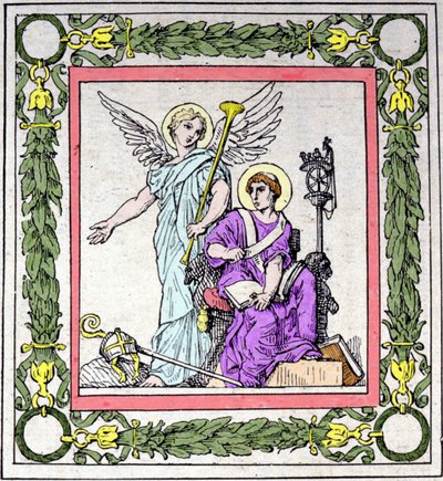 Portret van Sint Gregorius, bisschop van Tours, schrijvend aan de geschiedenis van Frankrijk. door Unknown artist