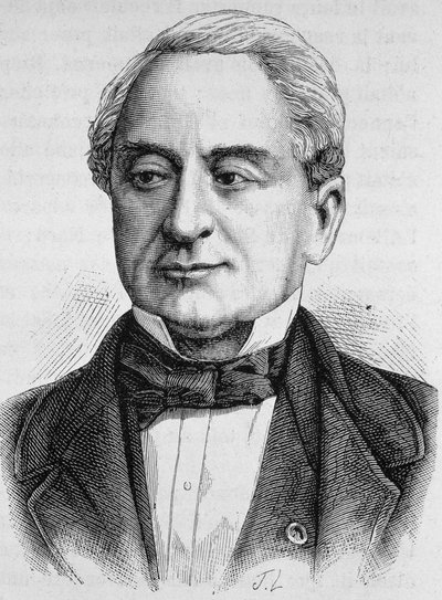 Portret van Schneider. Gravure van het einde van de 19e eeuw in 