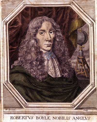 Portret van Sir Robert Boyle, Anglo-Iers natuurkundige en scheikundige door Unknown artist