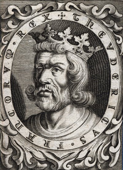 Portret van Thierry I (? - 533), Koning van Austrasië. 18e-eeuwse gravure door Unknown artist