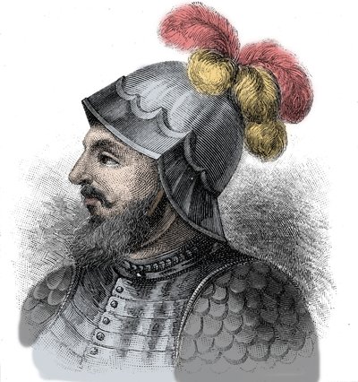 Portret van Vasco Nunez de Balboa, Spaanse conquistador (1475-1517) - Gravure 19e eeuw door Unknown artist