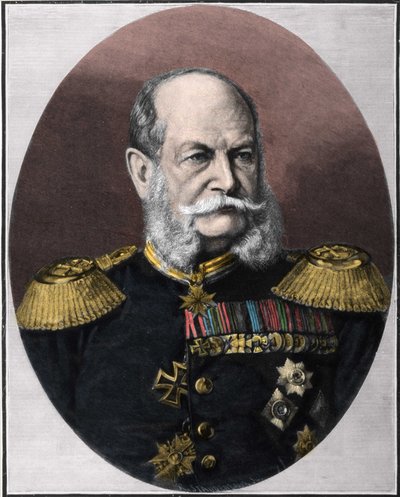 Portret van Willem I (1797-1888), koning van Pruisen en keizer van Duitsland. Gravure uit het einde van de 19e eeuw. door Unknown artist