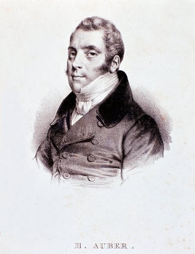 Portret van Engelse componist Daniel Francois Esprit Auber. Gravure. 19e eeuw. Milaan, biblioteca del conservatorio door Unknown artist