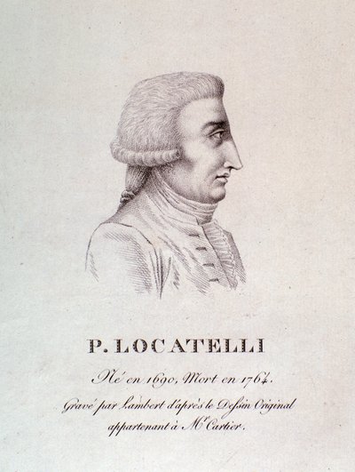 Portret van Italiaanse violist en componist Pietro Locatelli (1695-1762) Gravure. 18e eeuw. door Unknown artist