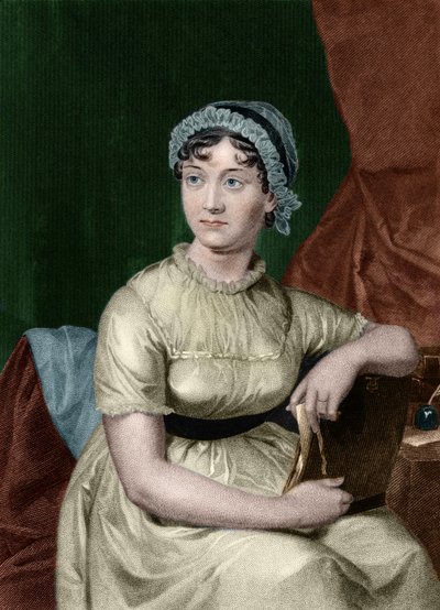 Portret van de Engelse schrijfster Jane Austen (1775-1817). Gravure uit het boek 
