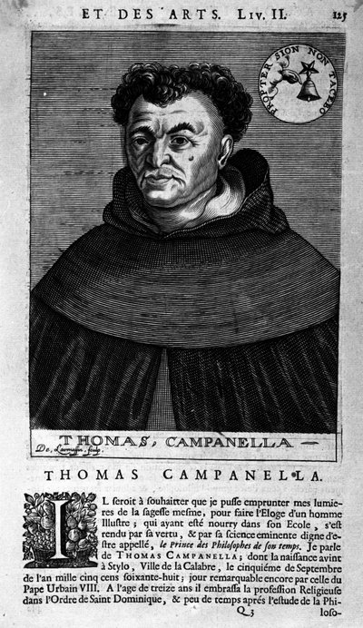 Portret van de Italiaanse filosoof Tommaso Campanella (1568-1639). Blad van onbekende oorsprong uit de 17e eeuw door Unknown artist