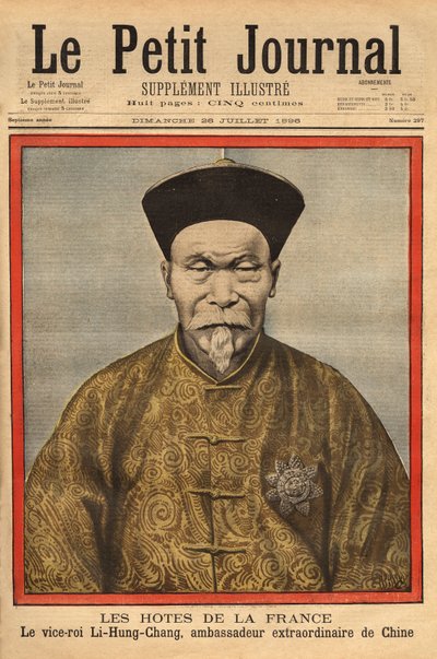 Portret van de vicekoning van Petchili, Li Hung Chung, buitengewoon Chinees ambassadeur in Frankrijk, op officieel bezoek in 1896. Gravure in 