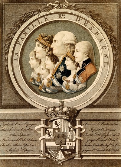 Portret van de koninklijke familie van Spanje: Koning Carlos IV (Karel IV) door Unknown artist
