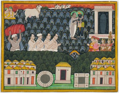 Pratham Milan, Shrinathji onthult zichzelf aan Vallabhacharya op de berg Govardhan door Unknown artist