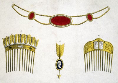 Kostbare kammen en spelden, circa 1810 door Unknown artist