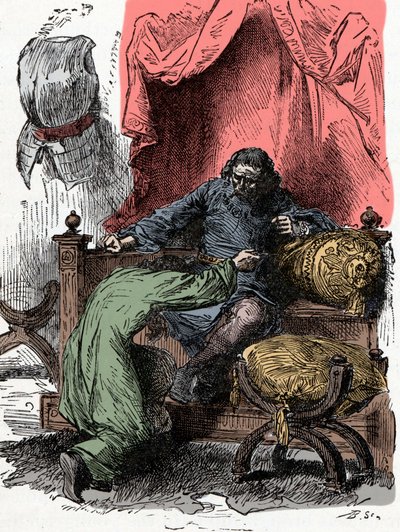 Prins Hendrik biedt zijn leven aan wanneer zijn vader twijfelt aan zijn loyaliteit bij het teruggeven van de kroon - Prins Hendrik (ook bekend als Bollingbroke, Hendrik IV van Engeland) door Unknown artist