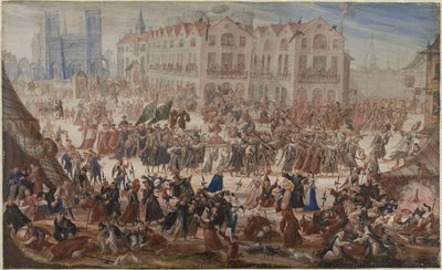 Processie voor Jacques Clément voor de Notre-Dame door Unknown artist