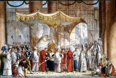 Processie in Rome in 1835 van paus Gregorius XVI (1765 - 1846) door Unknown artist