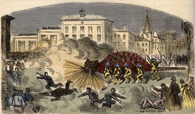 Processie van de draak Tarasque in Tarascon, Zuid-Frankrijk - gravure in 