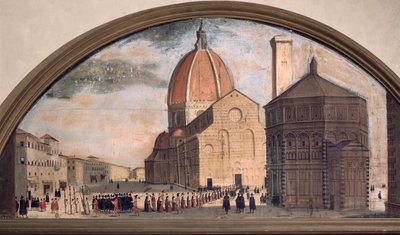 Processie op het plein van de kathedraal Santa Maria del Fiore, Florence door Unknown artist