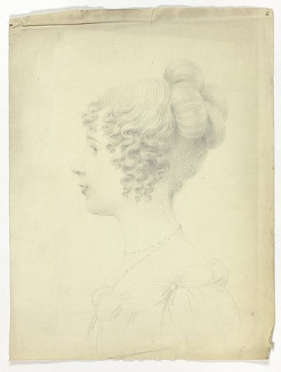 Profiel van een Vrouw die naar Links Kijkt door Unknown artist