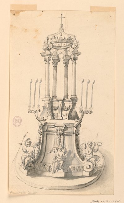 Project: Een steiger voor de tentoonstelling van de Hostie (of een relikwie) door Unknown artist