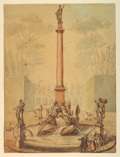 Project voor een fontein in een park door Unknown artist