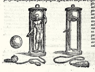Project van de eerste duikuitrusting van Nicoli Fontana bekend als Tartaglia (1499 - 1557) in 1551. Gravure 16e eeuw door Unknown artist