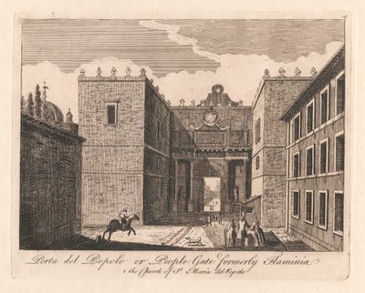 Prota del Popolo of Volkspoort voorheen Flaminia: 1. de kerk van St. Maria del Popolo door Unknown artist