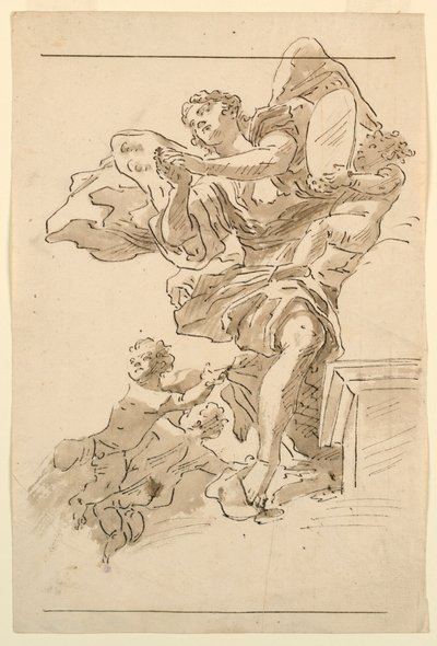Putti en Gevleugelde Figuur door Unknown artist
