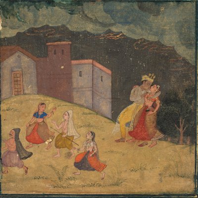 Radha en Krishna betrapt in een storm door Unknown artist