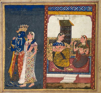 Radha en Krishna Omhelzen, Blad uit een Gita Govinda door Unknown artist