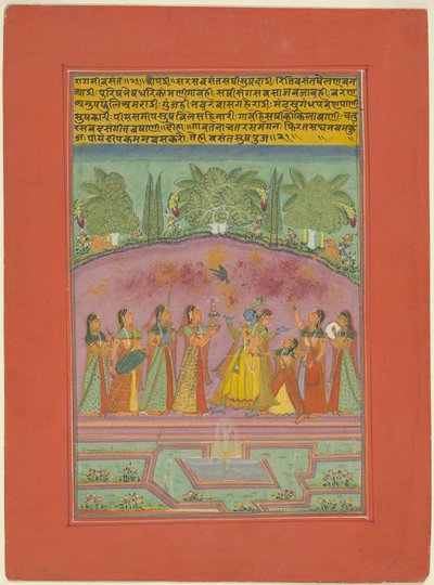 Ragini Vasanta, bladzijde uit een Jaipur Ragamala-set door Unknown artist