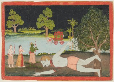 Rama en Lakshmana doden de demonreus Viradha, uit een Ramayana door Unknown artist