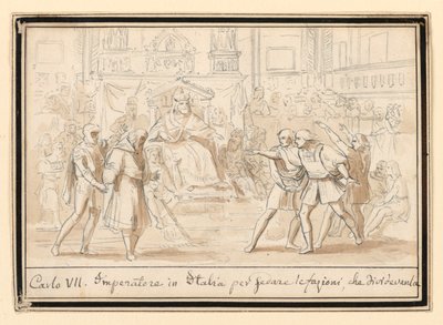 Verzoening van vijanden in Italië door keizer Hendrik VII door Unknown artist