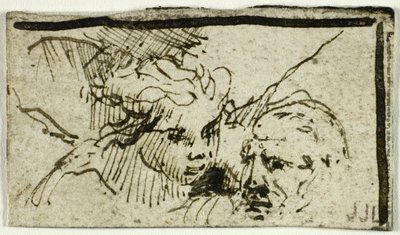 Rembrandts Offer van Issas - Hoofden van Abraham en Engel door Unknown artist