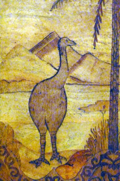 Voorstelling van een Moa uit Nieuw-Zeeland, uitgestorven ras van reusachtige vogel die niet kan vliegen. 18e eeuw door Unknown artist